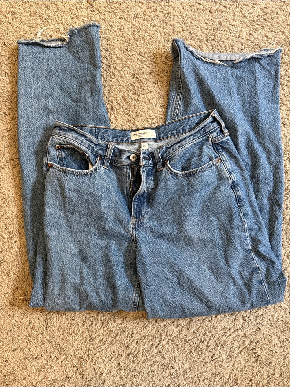 Abercrombie & Fitch Women's Low Rise Baggy Denim Jeans — Light Blue